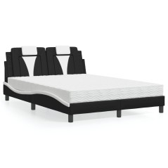 vidaXL Letto con Materasso Nero e Bianco 140x200 cm in Similpelle