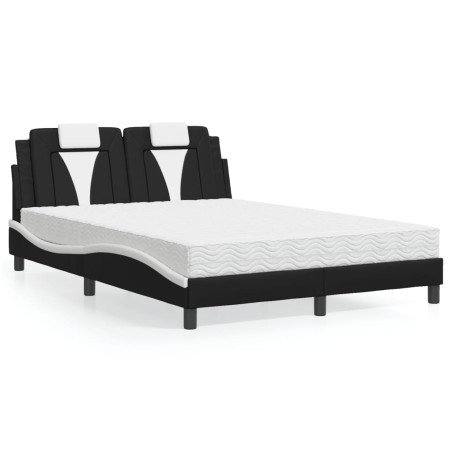 vidaXL Letto con Materasso Nero e Bianco 140x200 cm in Similpelle