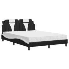 vidaXL Letto con Materasso Nero e Bianco 140x200 cm in Similpelle
