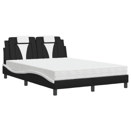 vidaXL Letto con Materasso Nero e Bianco 140x200 cm in Similpelle