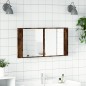 vidaXL Armadietto a Specchio con LED Rovere Fumo 90x12x45cm Acrilico