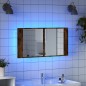 vidaXL Armadietto a Specchio con LED Rovere Fumo 90x12x45cm Acrilico