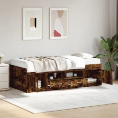 vidaXL Divano Letto con Cassetti senza Materasso Rovere Fumo 90x200 cm