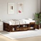 vidaXL Divano Letto con Cassetti senza Materasso Rovere Fumo 90x200 cm vidaXL Divano Letto con Cassetti senza Materasso Rovere Fumo 90x200 cm