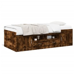 vidaXL Divano Letto con Cassetti senza Materasso Rovere Fumo 90x200 cm