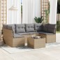 vidaXL Set Divani da Giardino 7 pz con Cuscini Beige in Polyrattan vidaXL Set Divani da Giardino 7 pz con Cuscini Beige in Polyrattan
