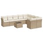 vidaXL Set Divano da Giardino 10 pz con Cuscini Beige in Polyrattan