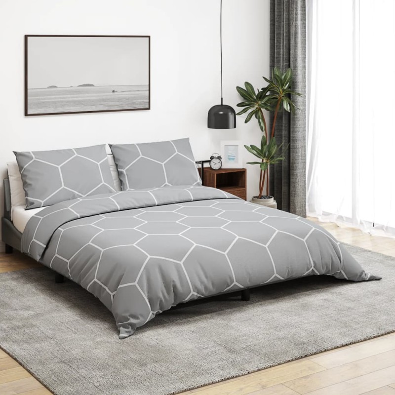 vidaXL Set Copripiumino Grigio 140x200 cm in Cotone vidaXL Set Copripiumino Grigio 140x200 cm in Cotone
