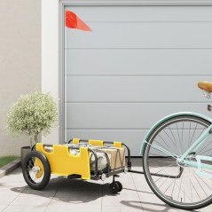 vidaXL Rimorchio da Bici Giallo Oxford e Ferro