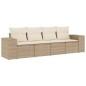 vidaXL Set Divano da Giardino 4 pz con Cuscini Beige in Polyrattan vidaXL Set Divano da Giardino 4 pz con Cuscini Beige in Polyrattan