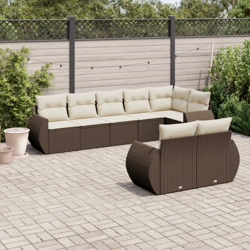 vidaXL Set Divani da Giardino 8 pz con Cuscini Marrone in Polyrattan vidaXL Set Divani da Giardino 8 pz con Cuscini Marrone in Polyrattan