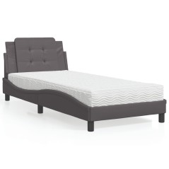vidaXL Letto con Materasso Grigio 90x190 cm in Similpelle