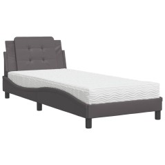 vidaXL Letto con Materasso Grigio 90x190 cm in Similpelle