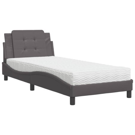 vidaXL Letto con Materasso Grigio 90x190 cm in Similpelle