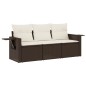 vidaXL Set Divano da Giardino 3 pz con Cuscini Marrone in Polyrattan vidaXL Set Divano da Giardino 3 pz con Cuscini Marrone in Polyrattan