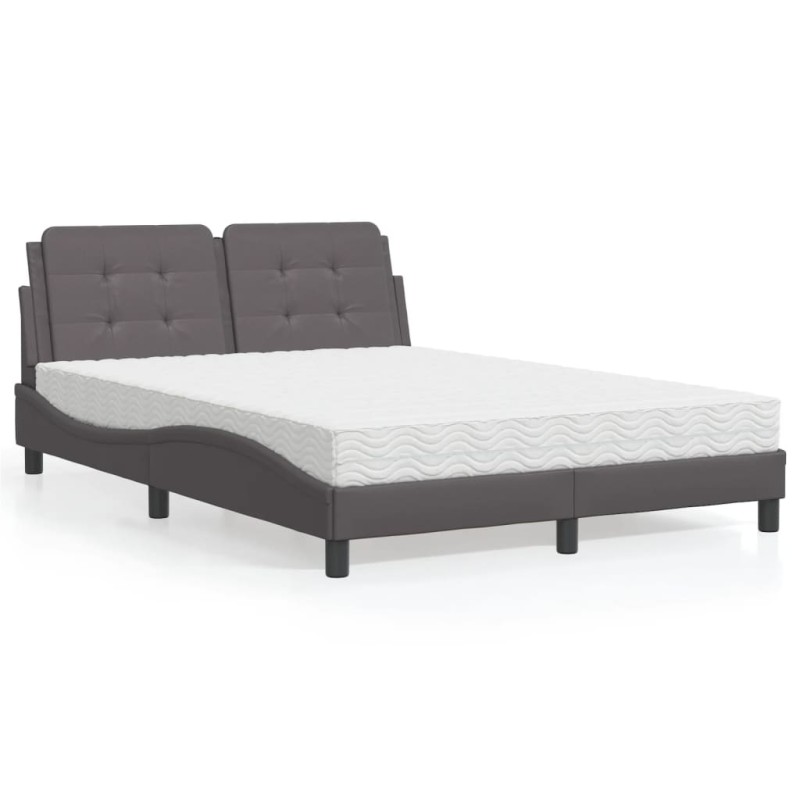 vidaXL Letto con Materasso Grigio 120x200 cm in Similpelle