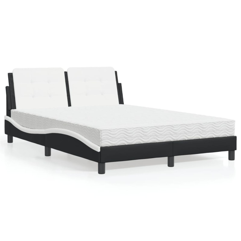 vidaXL Letto con Materasso Nero e Bianco 120x200 cm in Similpelle vidaXL Letto con Materasso Nero e Bianco 120x200 cm in Similpelle