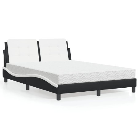 vidaXL Letto con Materasso Nero e Bianco 120x200 cm in Similpelle