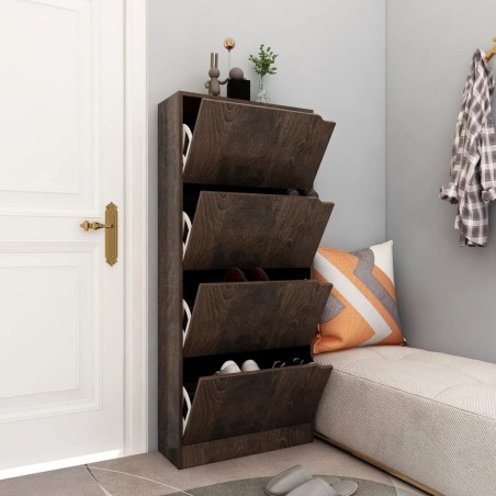 Scarpiera con 4 Ante Rovere Fumo 59x24x136 cm in Truciolato