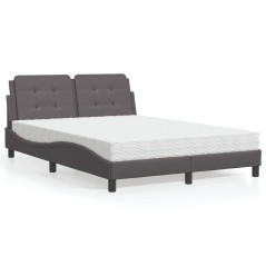 vidaXL Letto con Materasso Grigio 140x190 cm in Similpelle