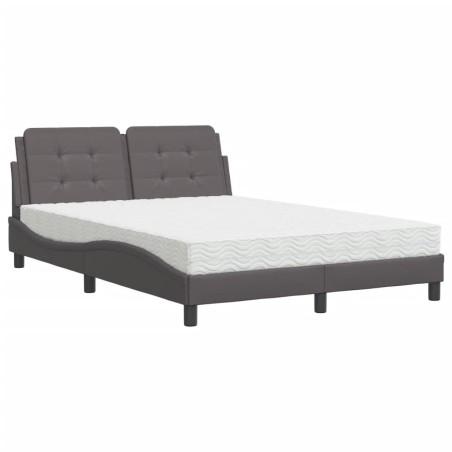 vidaXL Letto con Materasso Grigio 140x190 cm in Similpelle