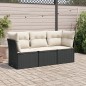 vidaXL Set Divani da Giardino 3 pz con Cuscini in Polyrattan Nero vidaXL Set Divani da Giardino 3 pz con Cuscini in Polyrattan Nero