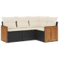 vidaXL Set Divani da Giardino 4 pz con Cuscini Nero in Polyrattan vidaXL Set Divani da Giardino 4 pz con Cuscini Nero in Polyrattan