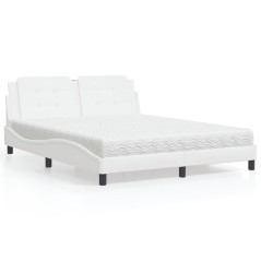 vidaXL Letto con Materasso Bianco 160x200 cm in Similpelle