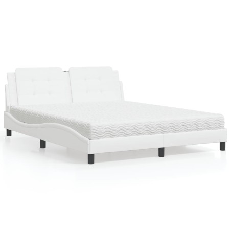 vidaXL Letto con Materasso Bianco 160x200 cm in Similpelle