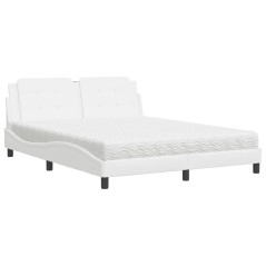 vidaXL Letto con Materasso Bianco 160x200 cm in Similpelle