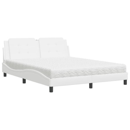 vidaXL Letto con Materasso Bianco 160x200 cm in Similpelle