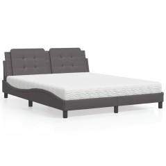 vidaXL Letto con Materasso Grigio 160x200 cm in Similpelle