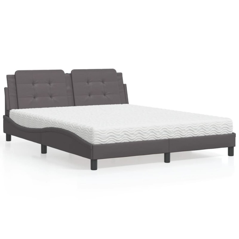 vidaXL Letto con Materasso Grigio 160x200 cm in Similpelle vidaXL Letto con Materasso Grigio 160x200 cm in Similpelle
