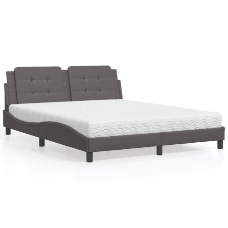 vidaXL Letto con Materasso Grigio 160x200 cm in Similpelle