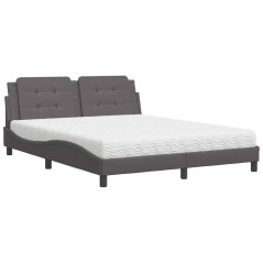 vidaXL Letto con Materasso Grigio 160x200 cm in Similpelle