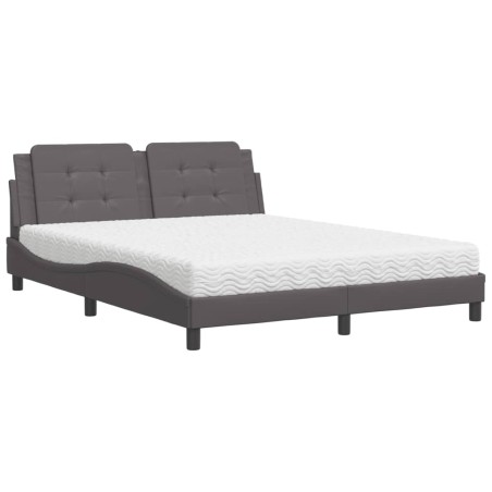 vidaXL Letto con Materasso Grigio 160x200 cm in Similpelle