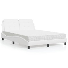 vidaXL Letto con Materasso Bianco 140x190 cm in Similpelle