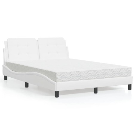 vidaXL Letto con Materasso Bianco 140x190 cm in Similpelle