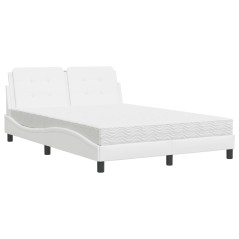 vidaXL Letto con Materasso Bianco 140x190 cm in Similpelle