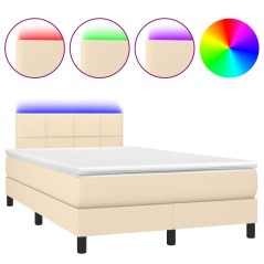 vidaXL Letto a Molle con Materasso e LED Crema 120x190 cm in Tessuto
