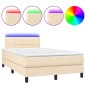 vidaXL Letto a Molle con Materasso e LED Crema 120x190 cm in Tessuto vidaXL Letto a Molle con Materasso e LED Crema 120x190 cm in Tessuto