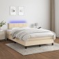 vidaXL Letto a Molle con Materasso e LED Crema 120x190 cm in Tessuto vidaXL Letto a Molle con Materasso e LED Crema 120x190 cm in Tessuto