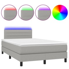 vidaXL Letto a Molle Materasso e LED Grigio Chiaro 120x190 cm Tessuto