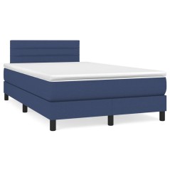 vidaXL Letto a Molle con Materasso e LED Blu 120x190 cm in Tessuto