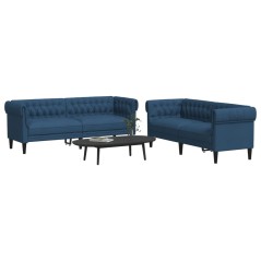 vidaXL Set di Divani 2 pz Blu in Tessuto
