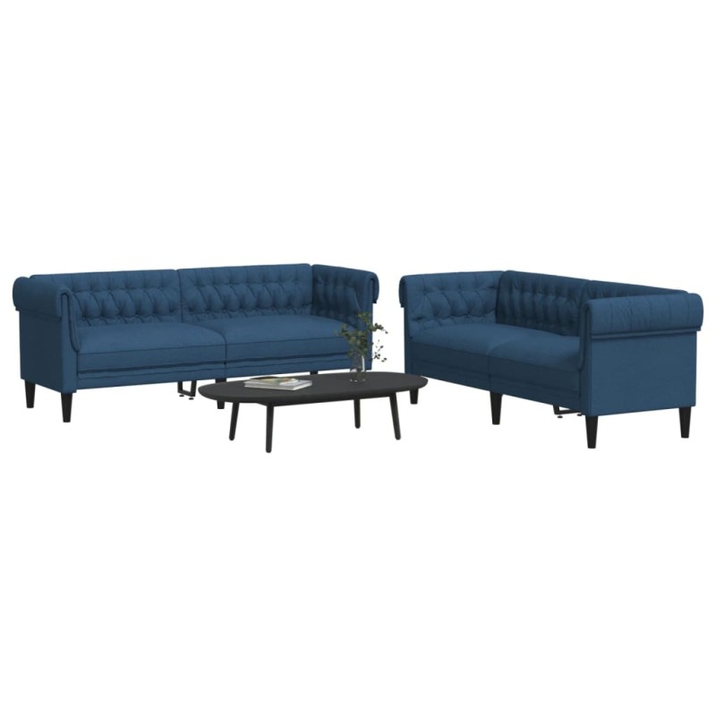 vidaXL Set di Divani 2 pz Blu in Tessuto vidaXL Set di Divani 2 pz Blu in Tessuto