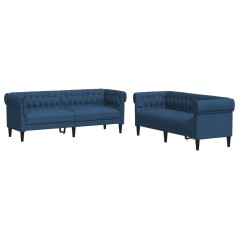vidaXL Set di Divani 2 pz Blu in Tessuto