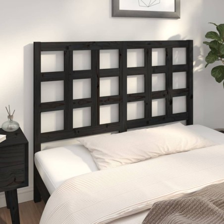 Testiera per Letto Nera 140,5x4x100cm in Legno Massello di Pino