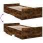 vidaXL Giroletto con Cassetti Rovere Fumo 90x190 cm Legno Multistrato vidaXL Giroletto con Cassetti Rovere Fumo 90x190 cm Legno Multistrato