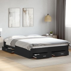 vidaXL Giroletto con Cassetti Nero 150x200 cm in Legno Multistrato